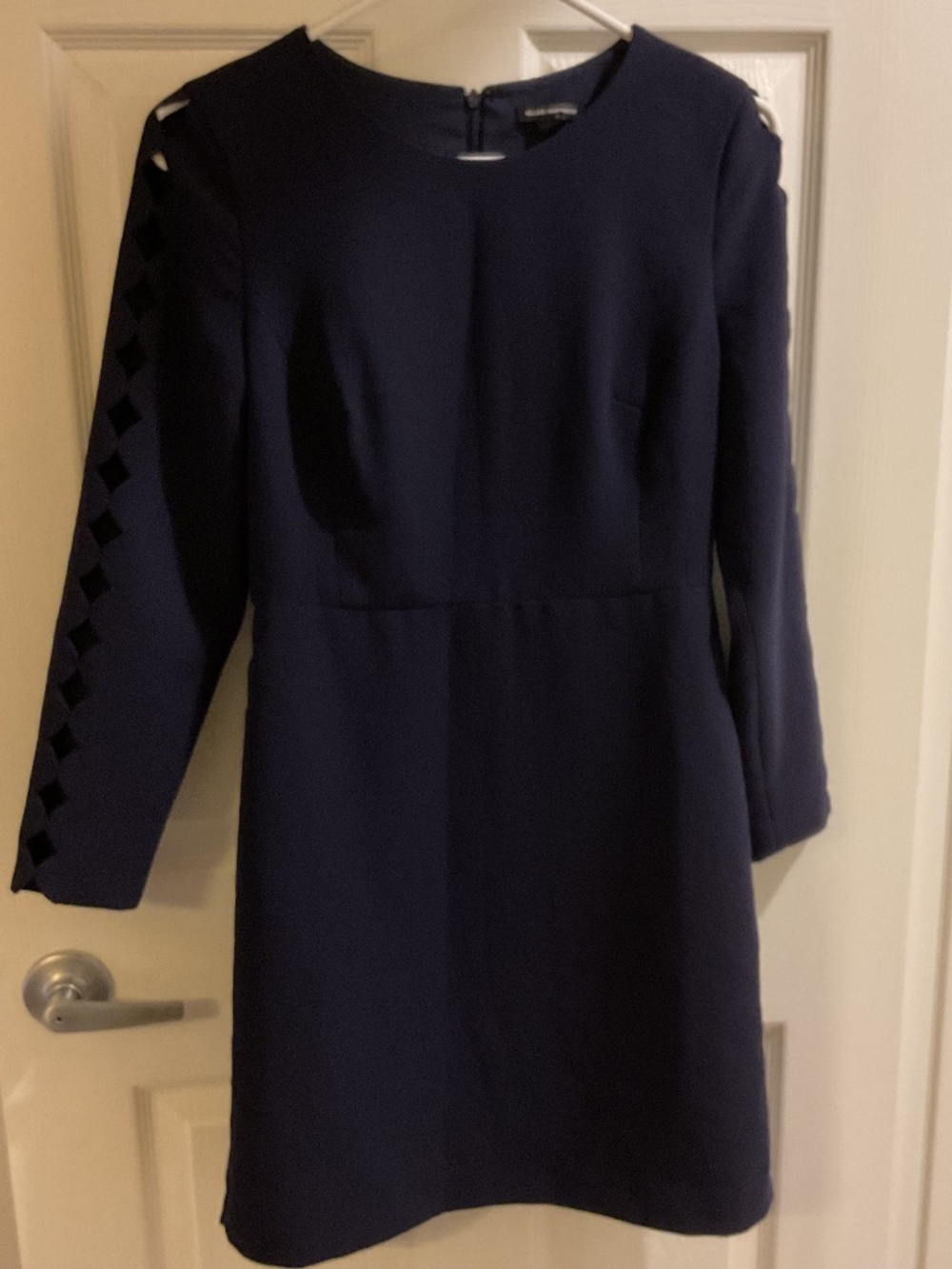 Club monoco navy size 4 long sleeve cutout dress zipper closure workwear